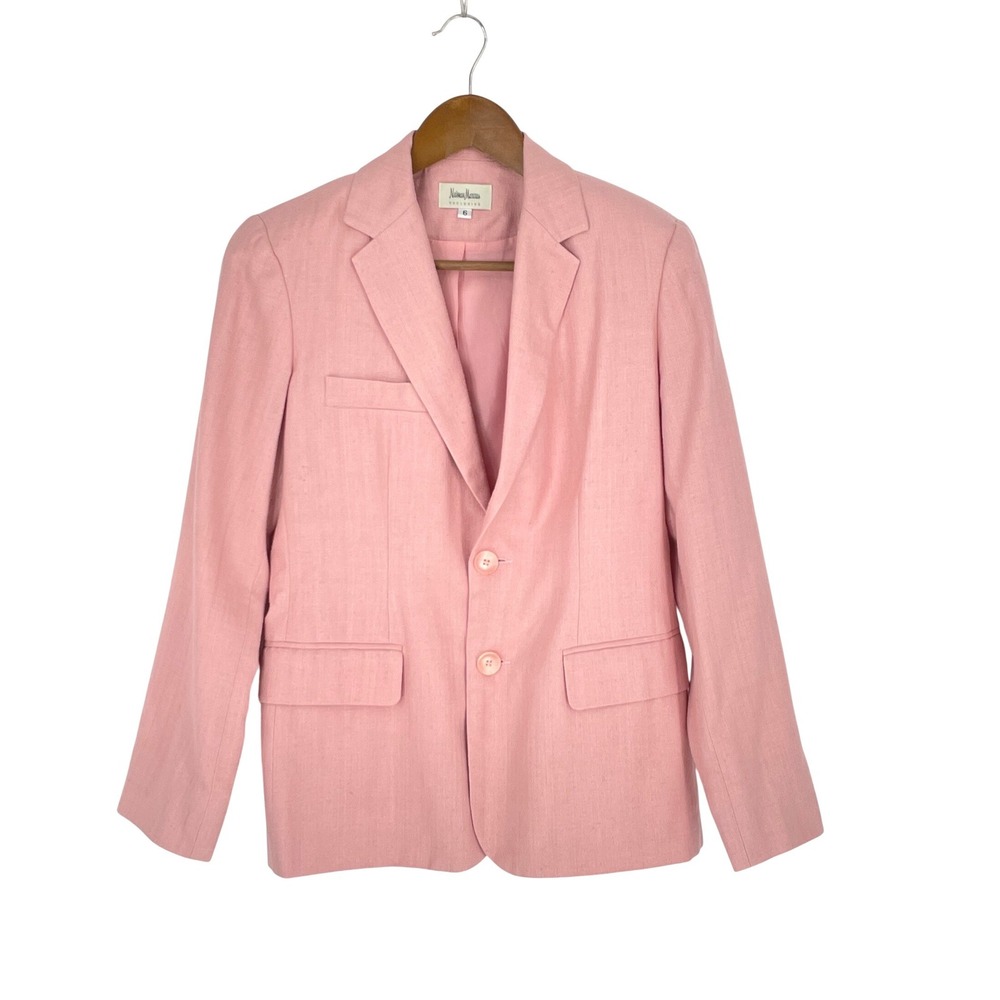Vintage Neiman Marcus Women Blazer 6 Jacket Pink 100% Silk Two‎ Button Lined
